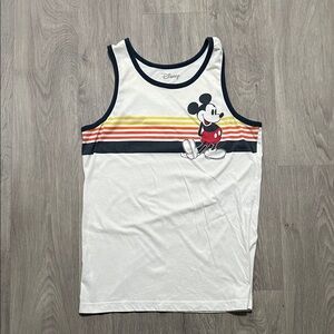 Disney Men’s ' White Tank Top with Mickey Mouse and Stripes